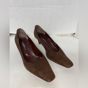 Bruno Magli Brown suede Heels Square Point Toe Sz 9